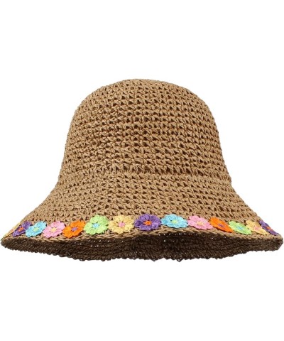 Van Caro Women Wide Brim Straw Roll up Hat Beach Sun Hat Summer Fishing Hat 7531 Light Coffee $9.24 Sun Hats