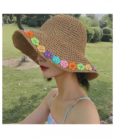 Van Caro Women Wide Brim Straw Roll up Hat Beach Sun Hat Summer Fishing Hat 7531 Light Coffee $9.24 Sun Hats