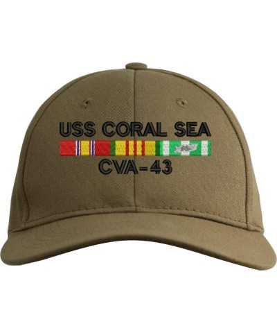 USS Coral Sea CVA-43 with Vietnam Service Ribbons Embroidered Cap Coyote Brown Made in Usa Low Profile $19.17 Baseball Caps