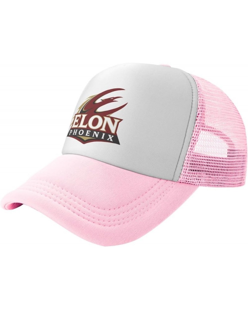 Elon University Logo Trucker Hats for Both Men and Women - Mesh Baseball Snapback Hats Pink $19.05 Baseball Caps