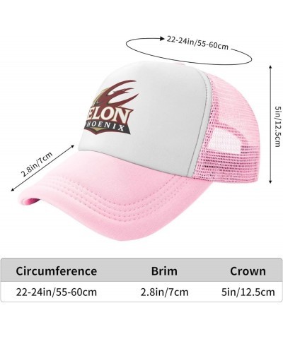 Elon University Logo Trucker Hats for Both Men and Women - Mesh Baseball Snapback Hats Pink $19.05 Baseball Caps