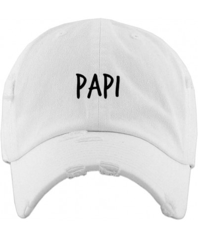 Papi Vintage Baseball Cap Embroidered Cotton Adjustable Distressed Dad Hat White $10.50 Baseball Caps