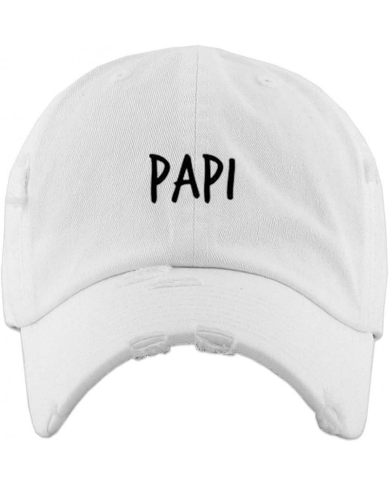 Papi Vintage Baseball Cap Embroidered Cotton Adjustable Distressed Dad Hat White $10.50 Baseball Caps