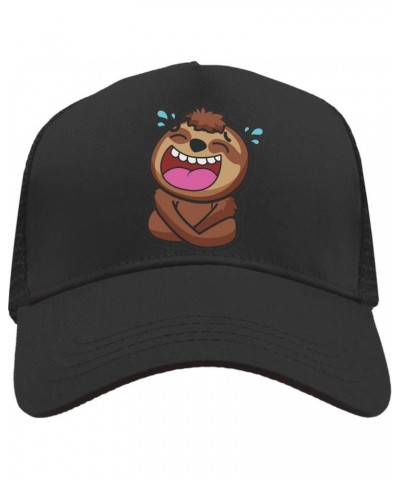 Funny Laughing Little Sloth Mesh Back Trucker Cap Adjustable Snapback Hat Casual Black, Black, osz $20.21 Baseball Caps