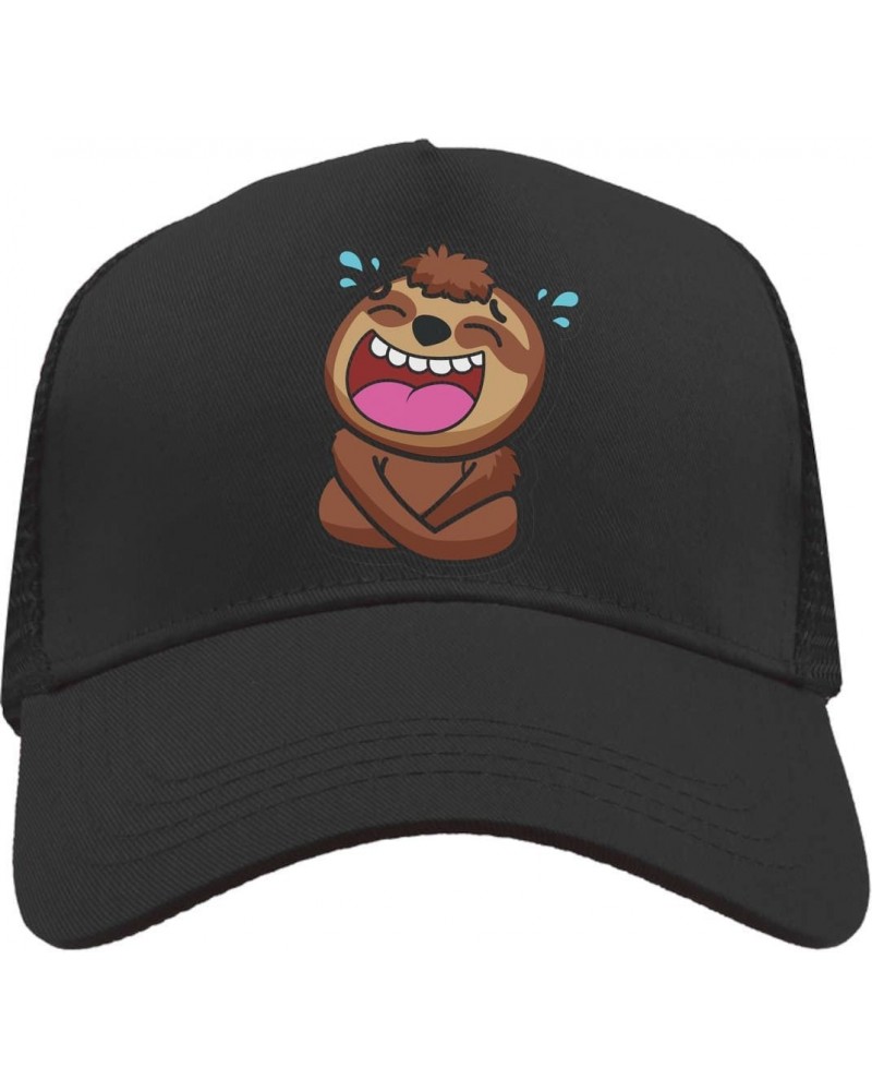 Funny Laughing Little Sloth Mesh Back Trucker Cap Adjustable Snapback Hat Casual Black, Black, osz $20.21 Baseball Caps