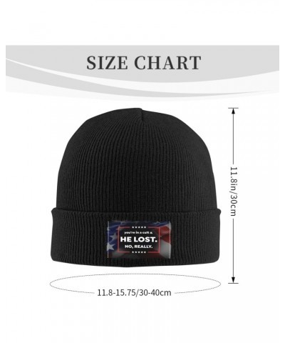 Anti Trump You're in A Cult and He Lost No Really Beanie Hats Warm Chunky Cable Knit Hat Slouchy Skull Cap for Women Men Blac...