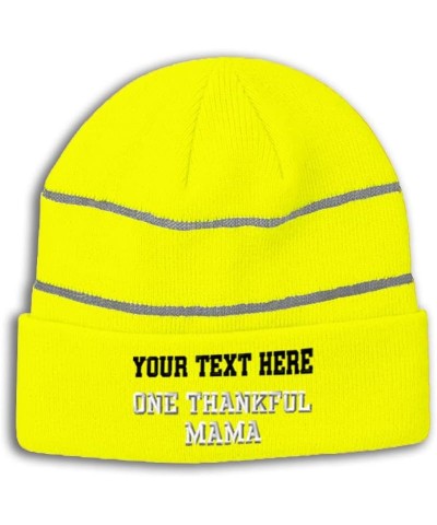 CustomReflective Beanie 1 Thankful Mama Blessed Family Mom High Visibility Running Gear for Men & Women 1 Size Neon Yellow Pe...