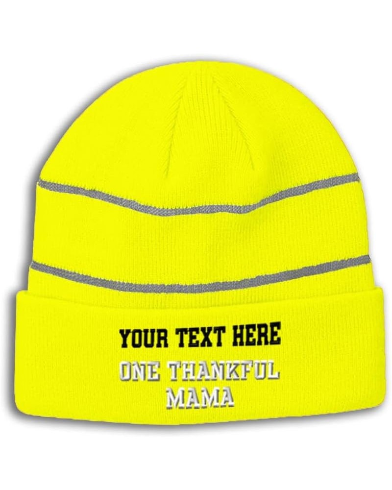 CustomReflective Beanie 1 Thankful Mama Blessed Family Mom High Visibility Running Gear for Men & Women 1 Size Neon Yellow Pe...