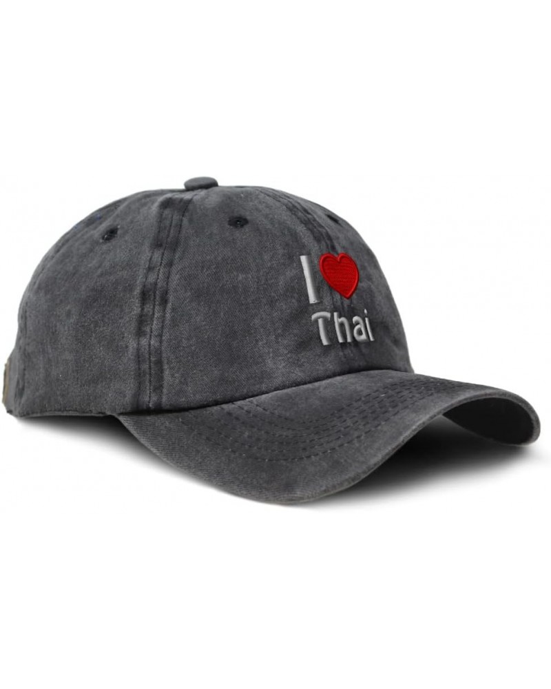 Custom Soft Washed Baseball Cap I (Love) Thai Red Heart Pet Lovers Cats Cotton Black Design Only $13.02 Baseball Caps