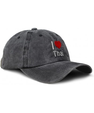 Custom Soft Washed Baseball Cap I (Love) Thai Red Heart Pet Lovers Cats Cotton Black Design Only $13.02 Baseball Caps