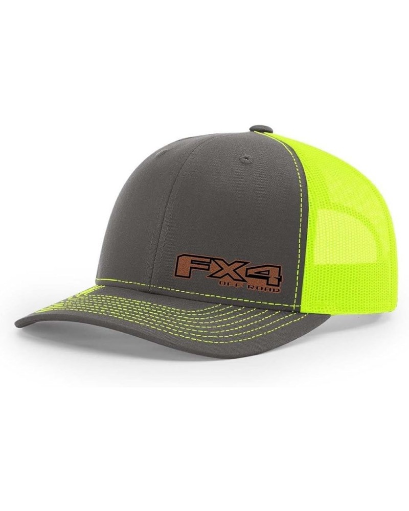 Ford F150 FX4 Pickup Truck Logo Laser Engraved Leather Patch Richardson 112 Snapback Trucker Hat Cap Charcoal Neon Yellow $16...