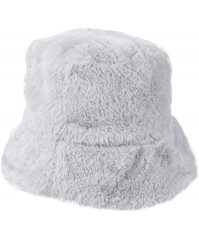 Winter Bucket Hat Women Furry Fur Bucket Hat Fisherman Hat Warm Hats Casual Outdoor Bucket Hat Dark Grey $7.64 Bucket Hats