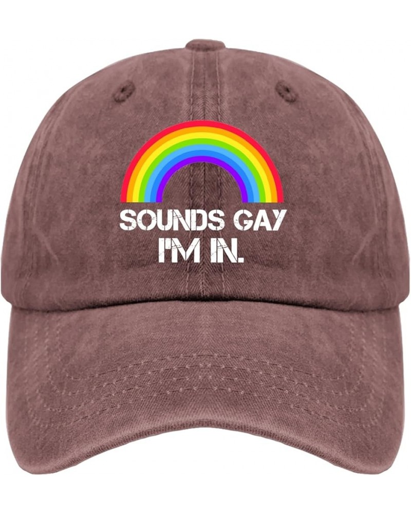 Sounds Gay I'm in Golf Hats, Sounds Gay I'm in Funny Running Cap Gifts for Her Hats,LGBT Funny Summer Cap Wine Red $9.68 Base...