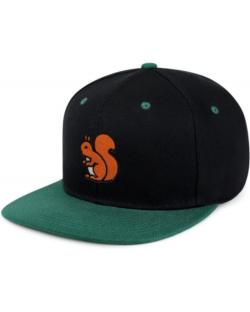 Squirrel Hip-Hop Snapback Hat Embroidered Baseball Cap Hamster Chipmunks 17. Black/Green $14.24 Baseball Caps