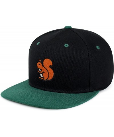 Squirrel Hip-Hop Snapback Hat Embroidered Baseball Cap Hamster Chipmunks 17. Black/Green $14.24 Baseball Caps