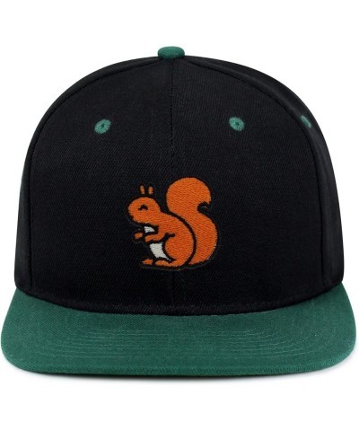 Squirrel Hip-Hop Snapback Hat Embroidered Baseball Cap Hamster Chipmunks 17. Black/Green $14.24 Baseball Caps