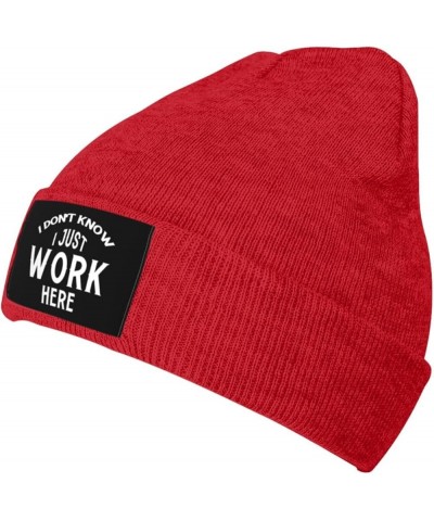 I Don't Know I Just Work Here Beanie Hat for Men and Women Winter Warm Hats Knit Slouchy Skull Cap,Black Red $11.65 Skullies ...