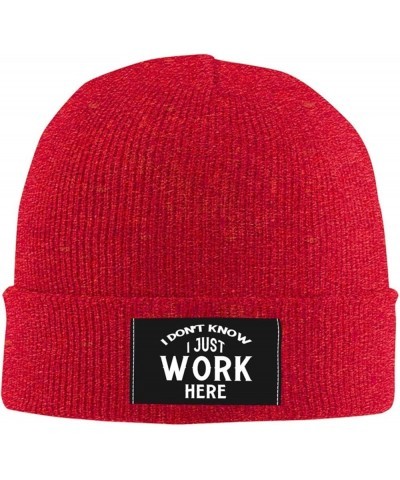 I Don't Know I Just Work Here Beanie Hat for Men and Women Winter Warm Hats Knit Slouchy Skull Cap,Black Red $11.65 Skullies ...