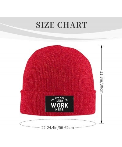 I Don't Know I Just Work Here Beanie Hat for Men and Women Winter Warm Hats Knit Slouchy Skull Cap,Black Red $11.65 Skullies ...