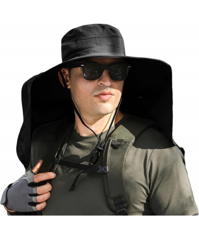 Fishing Hat for Men Women Outdoor UV Protection Wide Brim Bucket Hat UPF50+ Sun Hat with Neck Flap Black $12.09 Sun Hats