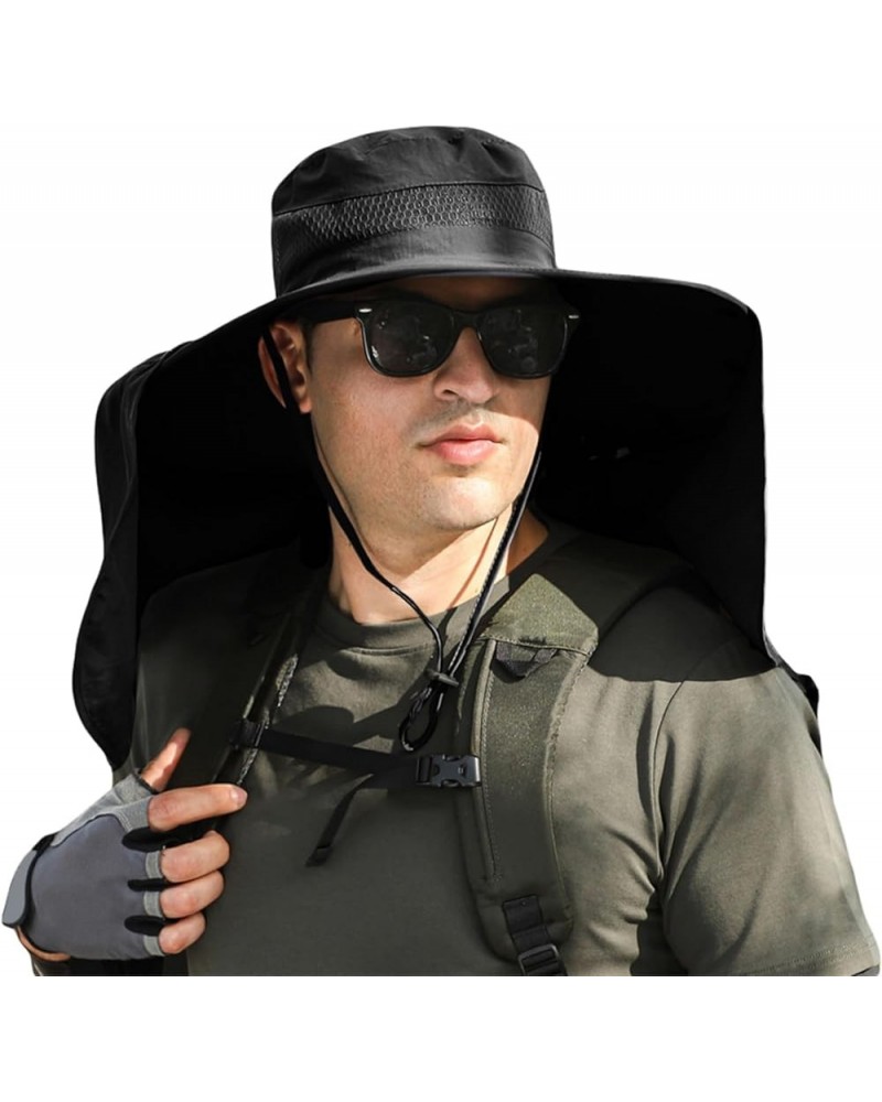 Fishing Hat for Men Women Outdoor UV Protection Wide Brim Bucket Hat UPF50+ Sun Hat with Neck Flap Black $12.09 Sun Hats