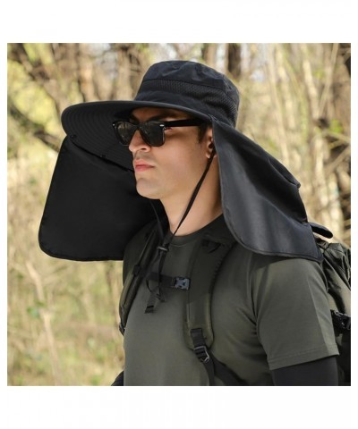 Fishing Hat for Men Women Outdoor UV Protection Wide Brim Bucket Hat UPF50+ Sun Hat with Neck Flap Black $12.09 Sun Hats