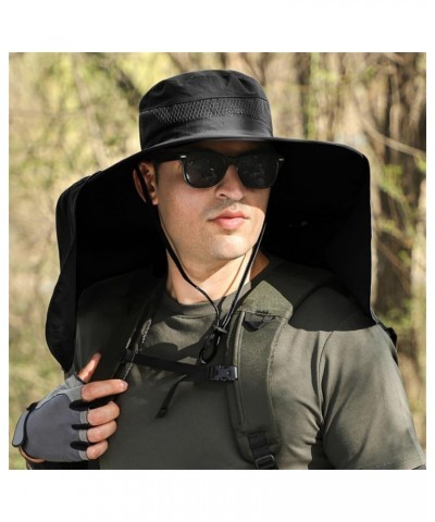 Fishing Hat for Men Women Outdoor UV Protection Wide Brim Bucket Hat UPF50+ Sun Hat with Neck Flap Black $12.09 Sun Hats