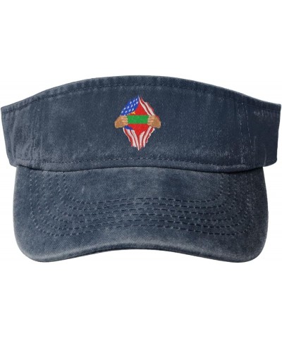 Hand Tear Flag of Transnistria State Sun Visor Hats for Women Men Adjustable Cotton Sun Hat Golf Cap Navy Blue $14.09 Visors