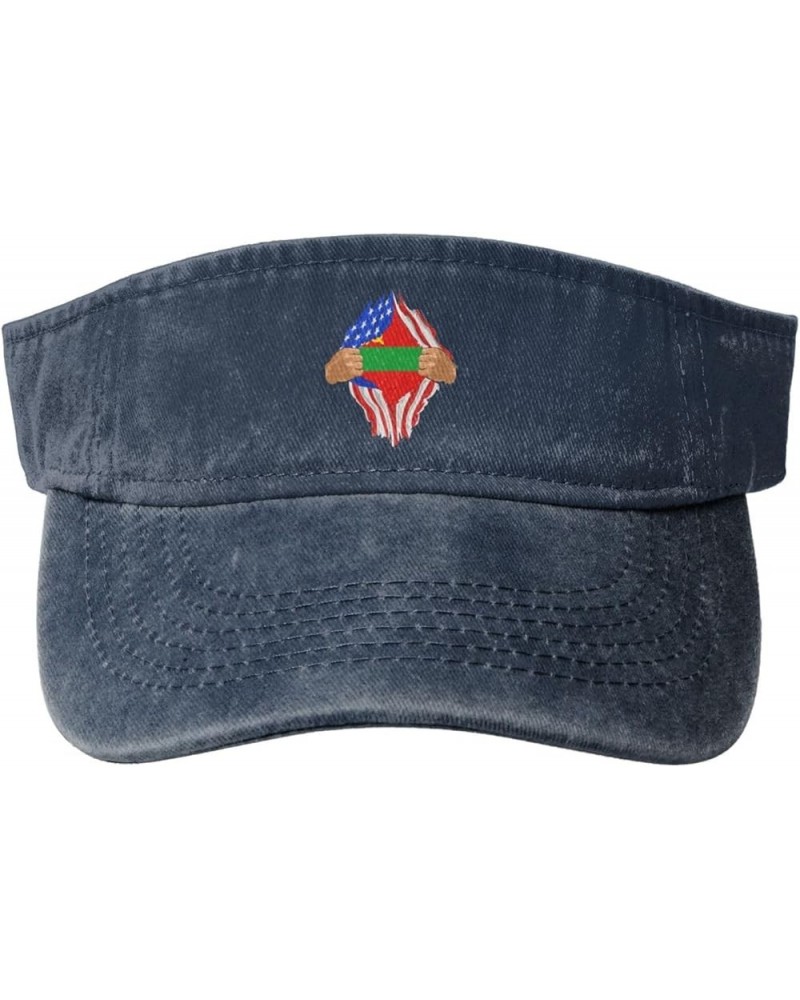 Hand Tear Flag of Transnistria State Sun Visor Hats for Women Men Adjustable Cotton Sun Hat Golf Cap Navy Blue $14.09 Visors