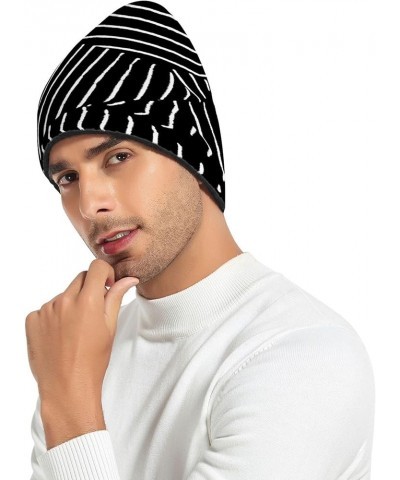 Adults Kids Women Men Winter Hats Leopard Printed Warm Fleece Lined Hat Windproof Beanie Hat Black Black and White Lines $12....