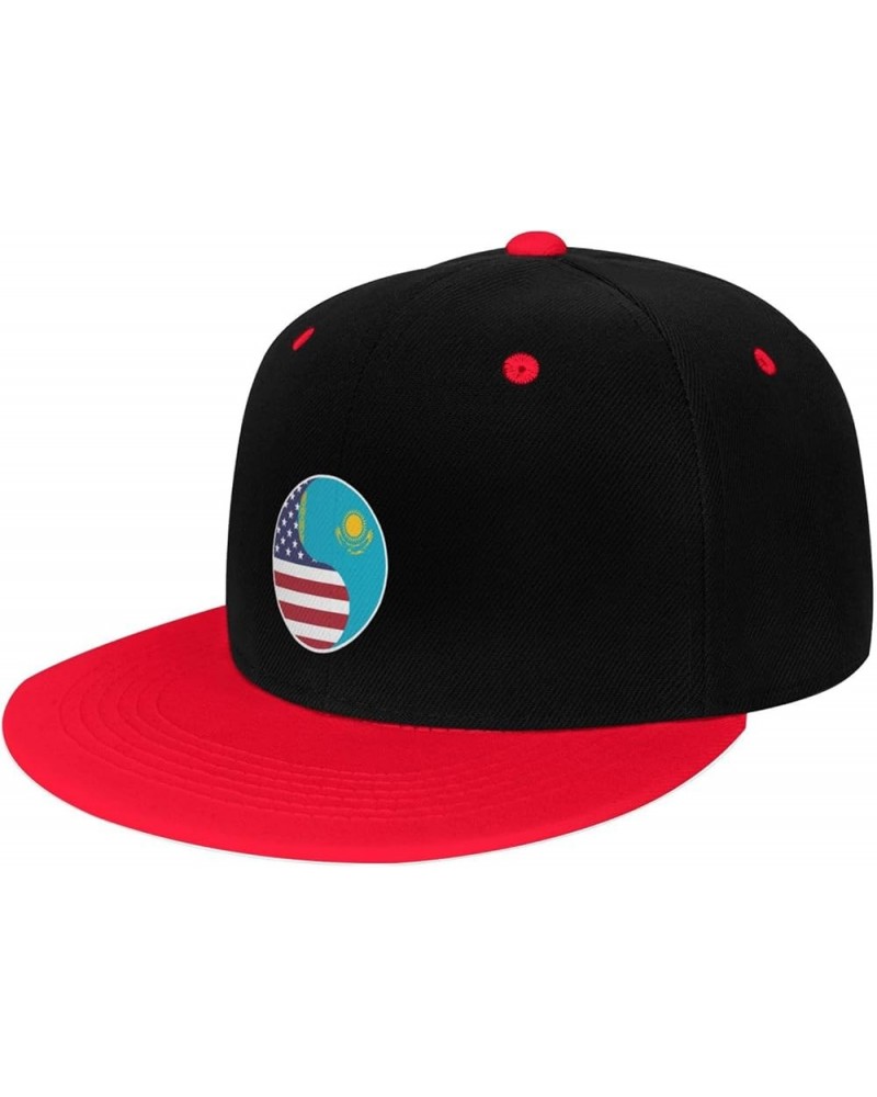 Yin Yang Flag Combination of America and Kazakhstan Snapback Hat for Men Women Baseball Cap Trucker Flat Bill Hats Dad Caps R...