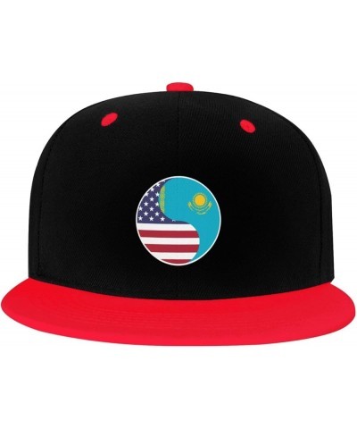 Yin Yang Flag Combination of America and Kazakhstan Snapback Hat for Men Women Baseball Cap Trucker Flat Bill Hats Dad Caps R...