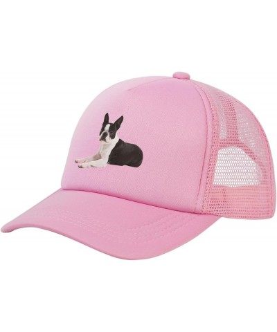 Boston-Terriers Black Dad Hat Men Women Mesh Baseball Cap Adjustable Trendy Trucker Hat Black Pink $11.70 Baseball Caps