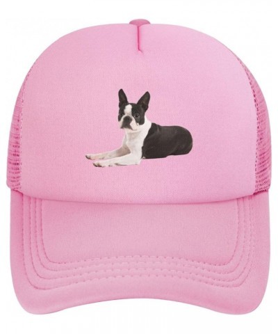 Boston-Terriers Black Dad Hat Men Women Mesh Baseball Cap Adjustable Trendy Trucker Hat Black Pink $11.70 Baseball Caps