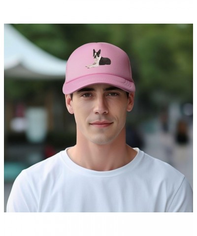 Boston-Terriers Black Dad Hat Men Women Mesh Baseball Cap Adjustable Trendy Trucker Hat Black Pink $11.70 Baseball Caps