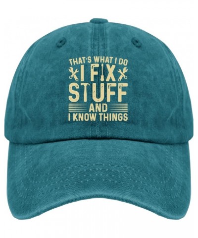 That's What I Do I Fix Stuff and I Know Things Caps Custom Baseball Cap Pigment Black Dad Hat Gifts for Women Golf Cyan Blue ...