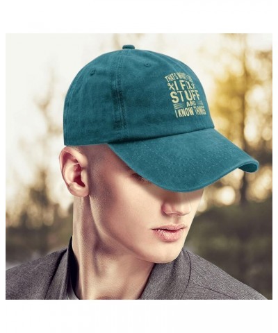 That's What I Do I Fix Stuff and I Know Things Caps Custom Baseball Cap Pigment Black Dad Hat Gifts for Women Golf Cyan Blue ...