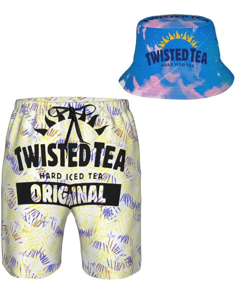 T-Wisted T-Ea Men's Beach Combo:Packable Bucket Hat&Quick Dry Shorts-Trendy Print Fisherman Cap&Drawstring Swim Trunks 1023 $...