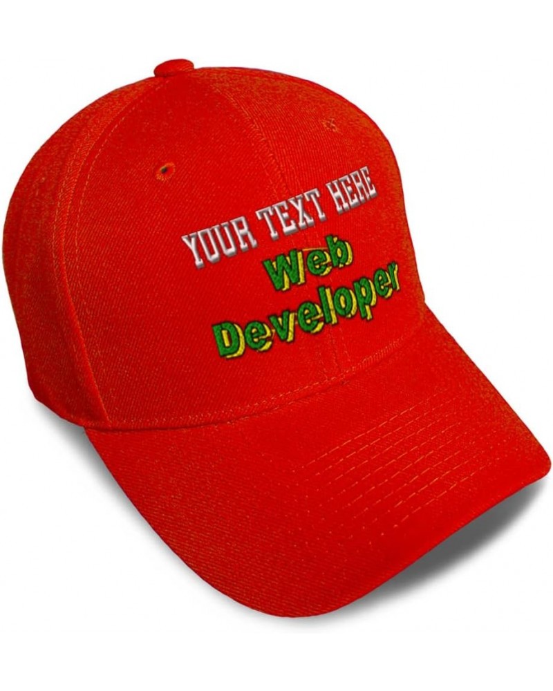 Custom Baseball Cap Web Developer Development Acrylic Programmer Dad Hats for Men and Women Red Personalized Text Here $14.03...