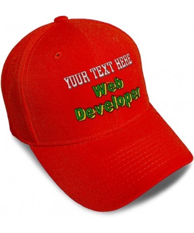 Custom Baseball Cap Web Developer Development Acrylic Programmer Dad Hats for Men and Women Red Personalized Text Here $14.03...