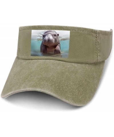 Sun Visor Hat Empty Top Sun Hat Cute Hippo Adjustable Baseball Cap UV Protection Beach Cap for Sport Beige-cute Hippo $14.70 ...