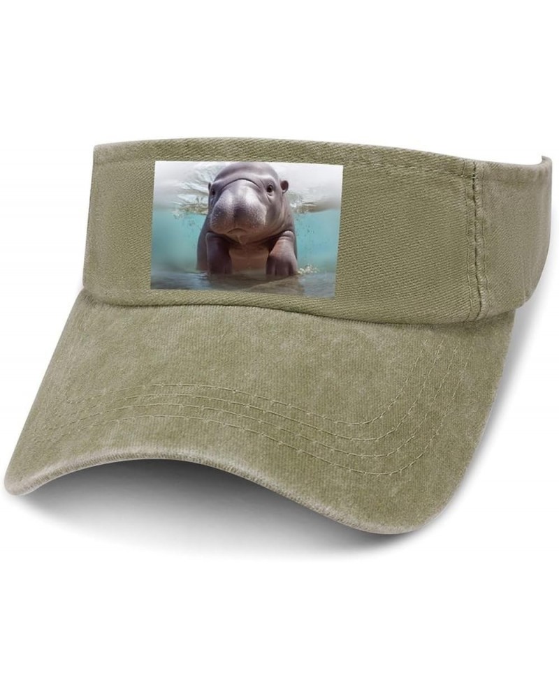 Sun Visor Hat Empty Top Sun Hat Cute Hippo Adjustable Baseball Cap UV Protection Beach Cap for Sport Beige-cute Hippo $14.70 ...