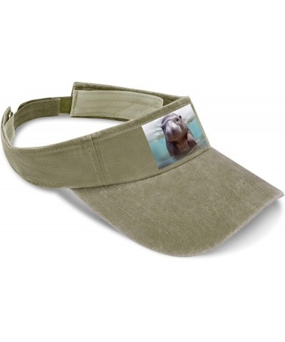 Sun Visor Hat Empty Top Sun Hat Cute Hippo Adjustable Baseball Cap UV Protection Beach Cap for Sport Beige-cute Hippo $14.70 ...