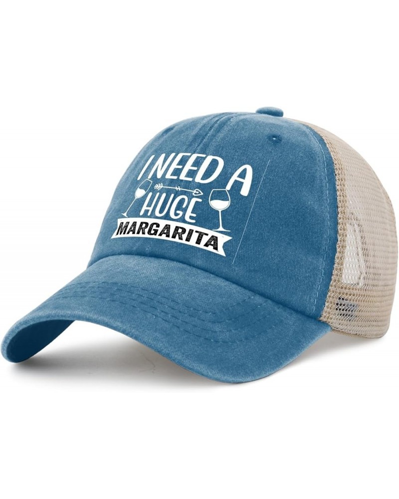 I Need A Huge Margarita Hat Mens Retro Drinking Cap for Women AllBlack Ball Cap Retro Unique Gifts for Engineers Lake Blue $1...