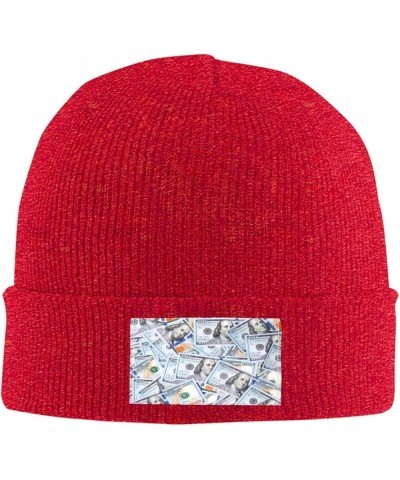 New One Hundred Dollar Bill Winter Hats Thick Knit Cuff Beanie Cap Warm Stocking Beanie Hat for Men Women Red $11.49 Skullies...