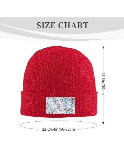 New One Hundred Dollar Bill Winter Hats Thick Knit Cuff Beanie Cap Warm Stocking Beanie Hat for Men Women Red $11.49 Skullies...