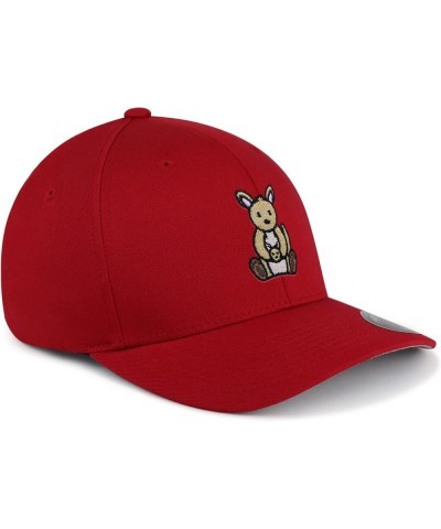 Flexfit Kangaroo Embroidered Baseball Cap Captain Mom Red $12.59 Baseball Caps