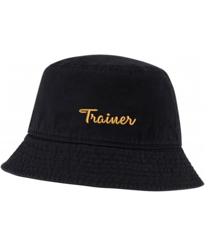 Women Bucket Hats for Men Trainer Embroidered Unisex Bucket Hat Outdoor Fishing Hat Black $13.33 Bucket Hats