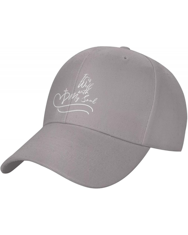 It is Wells with My Soul Christian Jesus Men's Baseball Cap Retro Trucker Hat Adjustable Gray $11.81 Baseball Caps