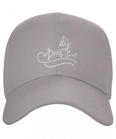 It is Wells with My Soul Christian Jesus Men's Baseball Cap Retro Trucker Hat Adjustable Gray $11.81 Baseball Caps